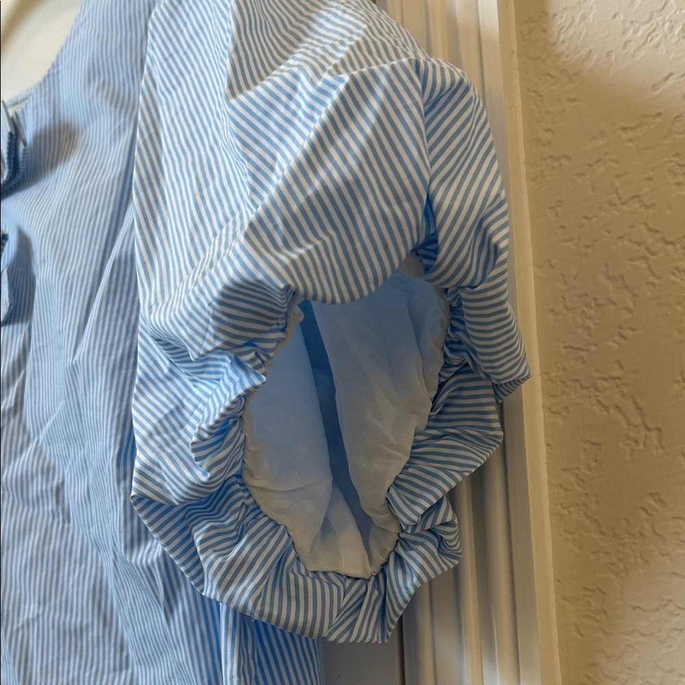 NWT Kate Spade x Target Stripe Puff Short Sleeve Bow Blouse Size Large L Blue - Picture 3 of 8